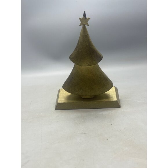 Christmas stocking hanger tree star layer gold metal 8.5" READ - Picture 2 of 7